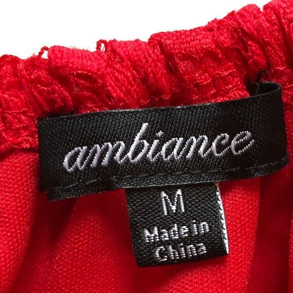 Ambiance Crop Blouse Lace Red M - Picture 3 of 8